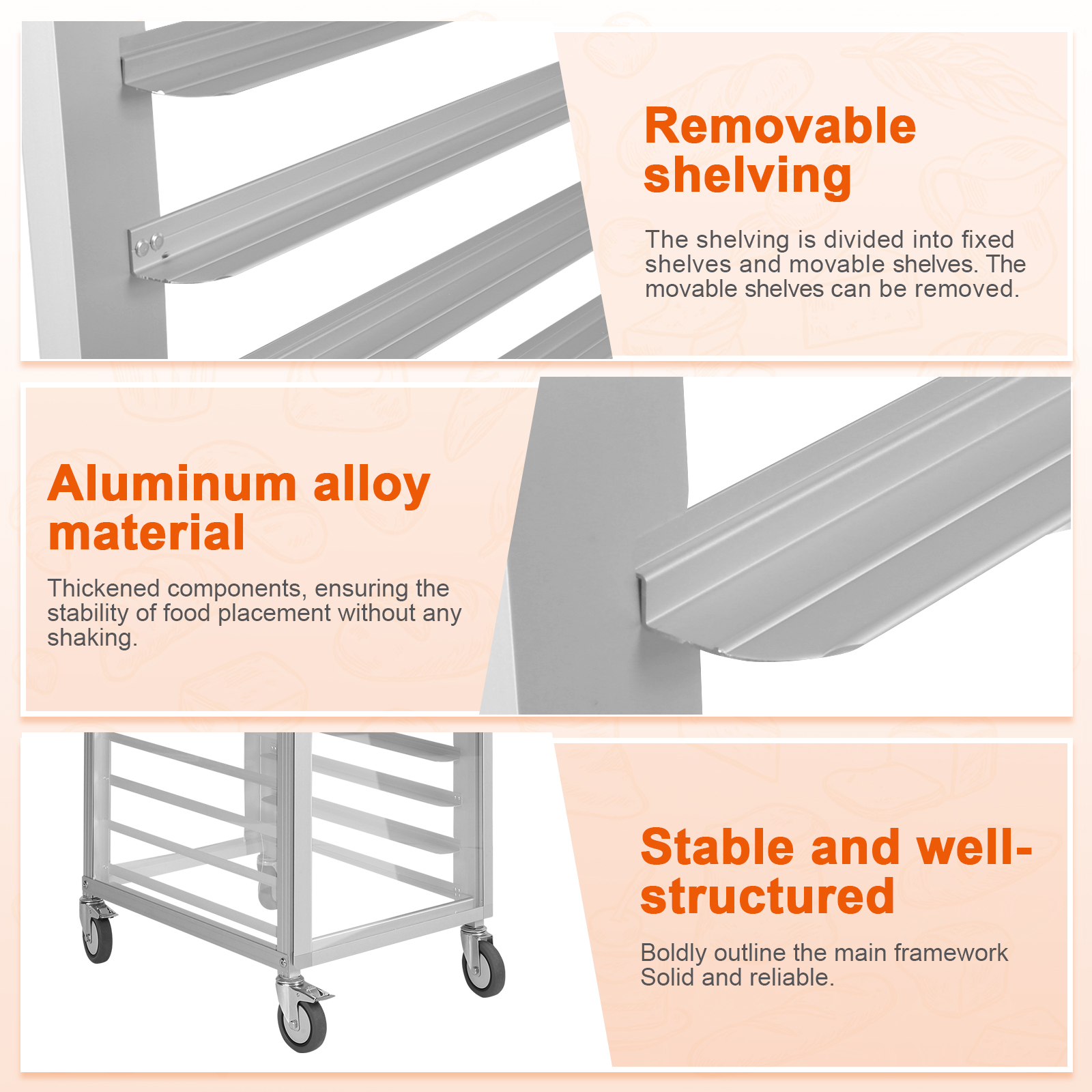 Kitchen Baking Trolley - 18 Tiers Baking Tray Rack with