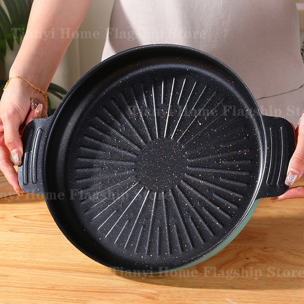 Kitchen Baking Containers - Grill Pan Round Non-Stick Barbecue Plate
