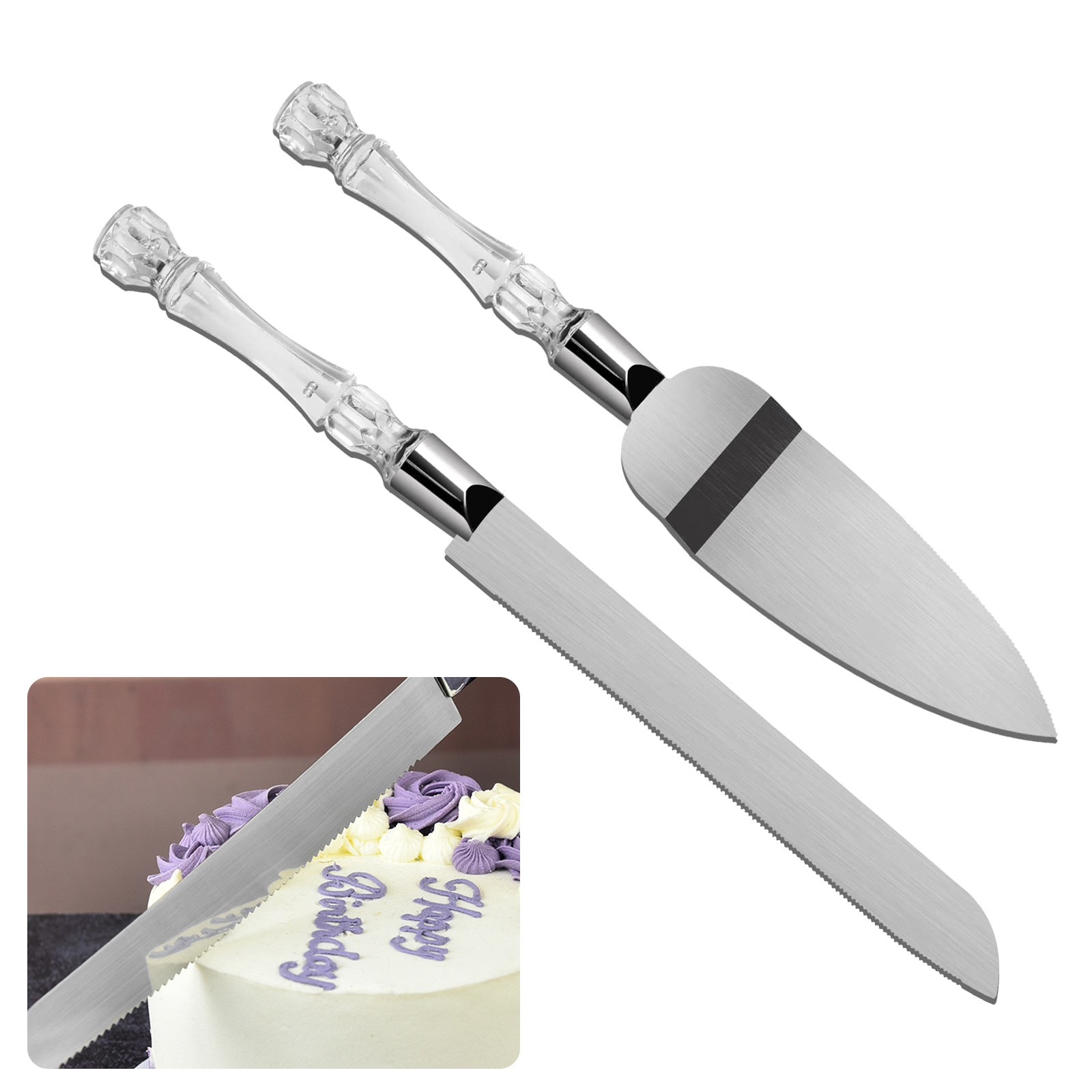 Cake Knife and Server Set Crys - Offset Spatula Set review and price