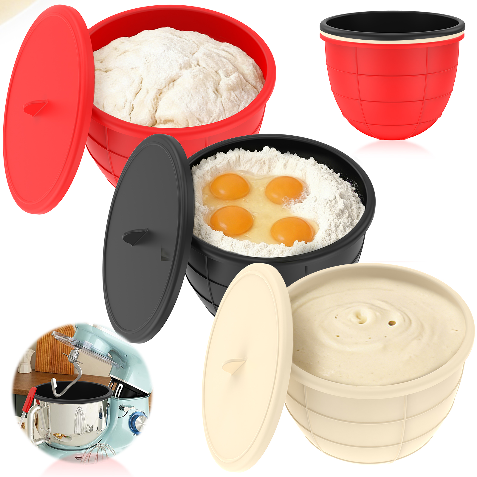 3 Pcs Kitchen Silicone Bowl In - Kitchen Aid Baking Lid review and price