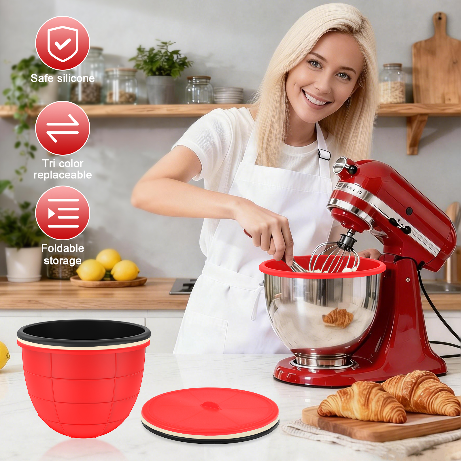 3 Pcs Kitchen Silicone Bowl In - Kitchen Aid Baking Lid review and price