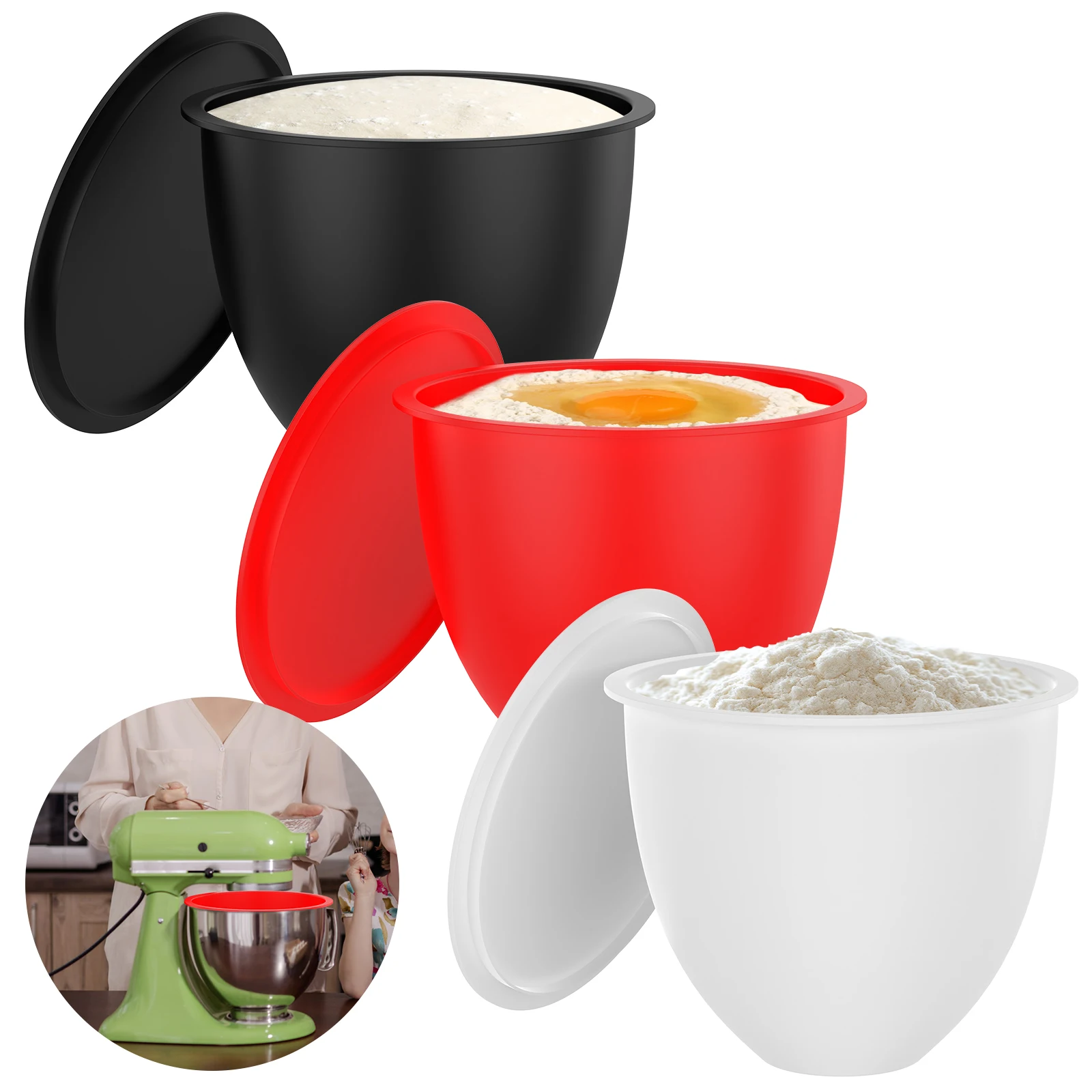 3Pcs Silicone Bowl With Lids I - Kitchen Aid Baking Lid review and price