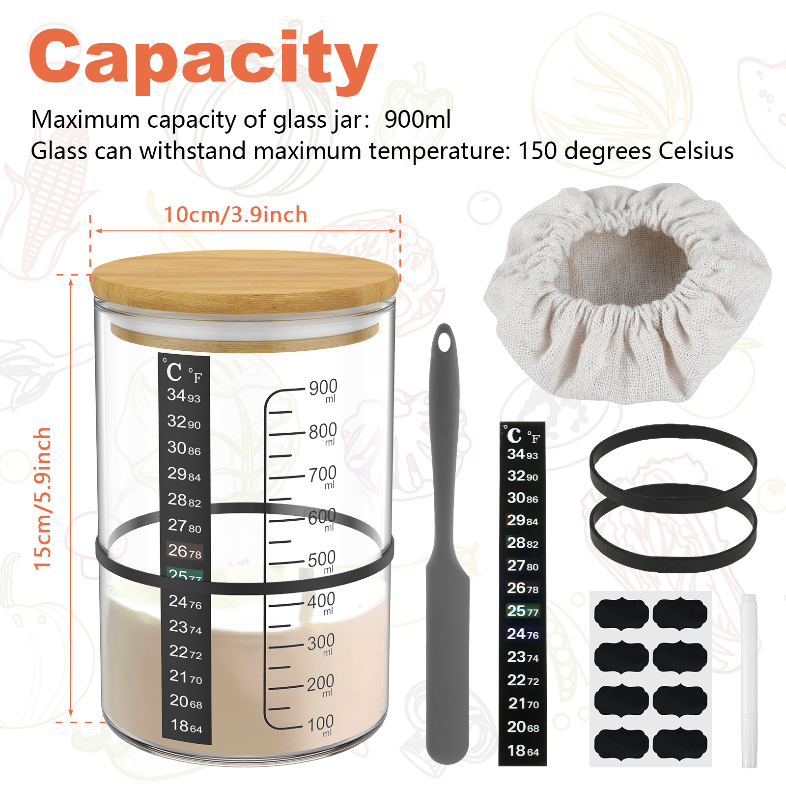 Sourdough Starter Jar 900ml Fe - Kitchen Baking Containers review and price
