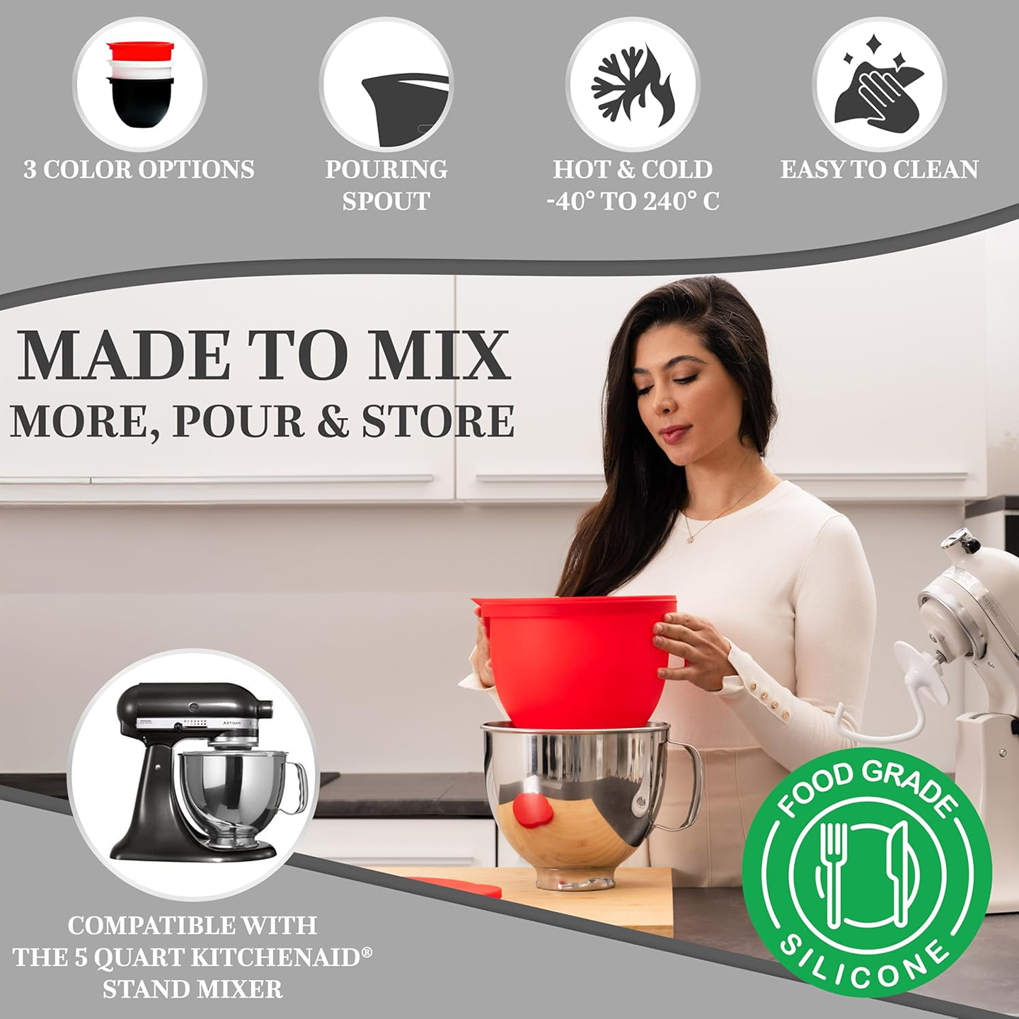 MixAid Silicone Liners for Kit - Kitchen Aid Baking Lid review and price