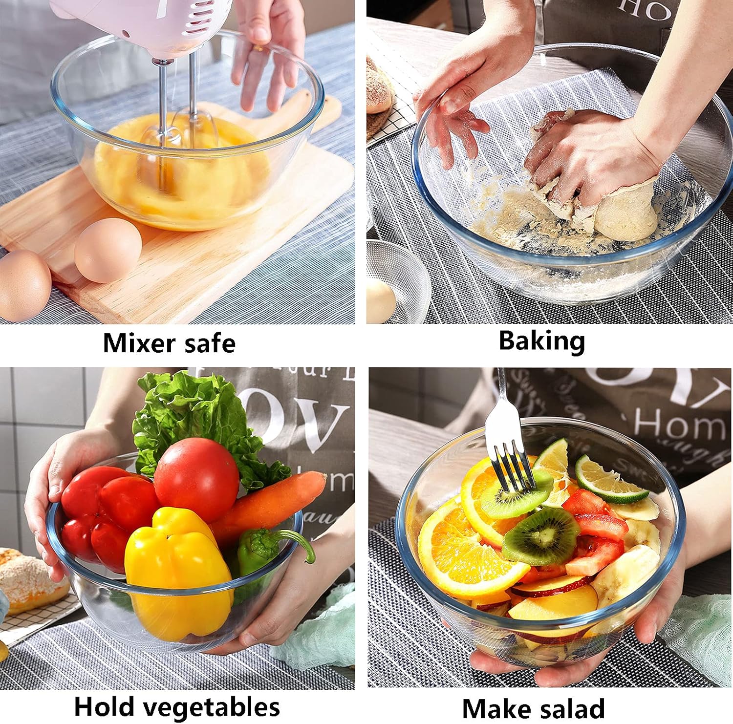 Glass Mixing Bowl Set of 3 for - Kitchen Baking Cooking review and price