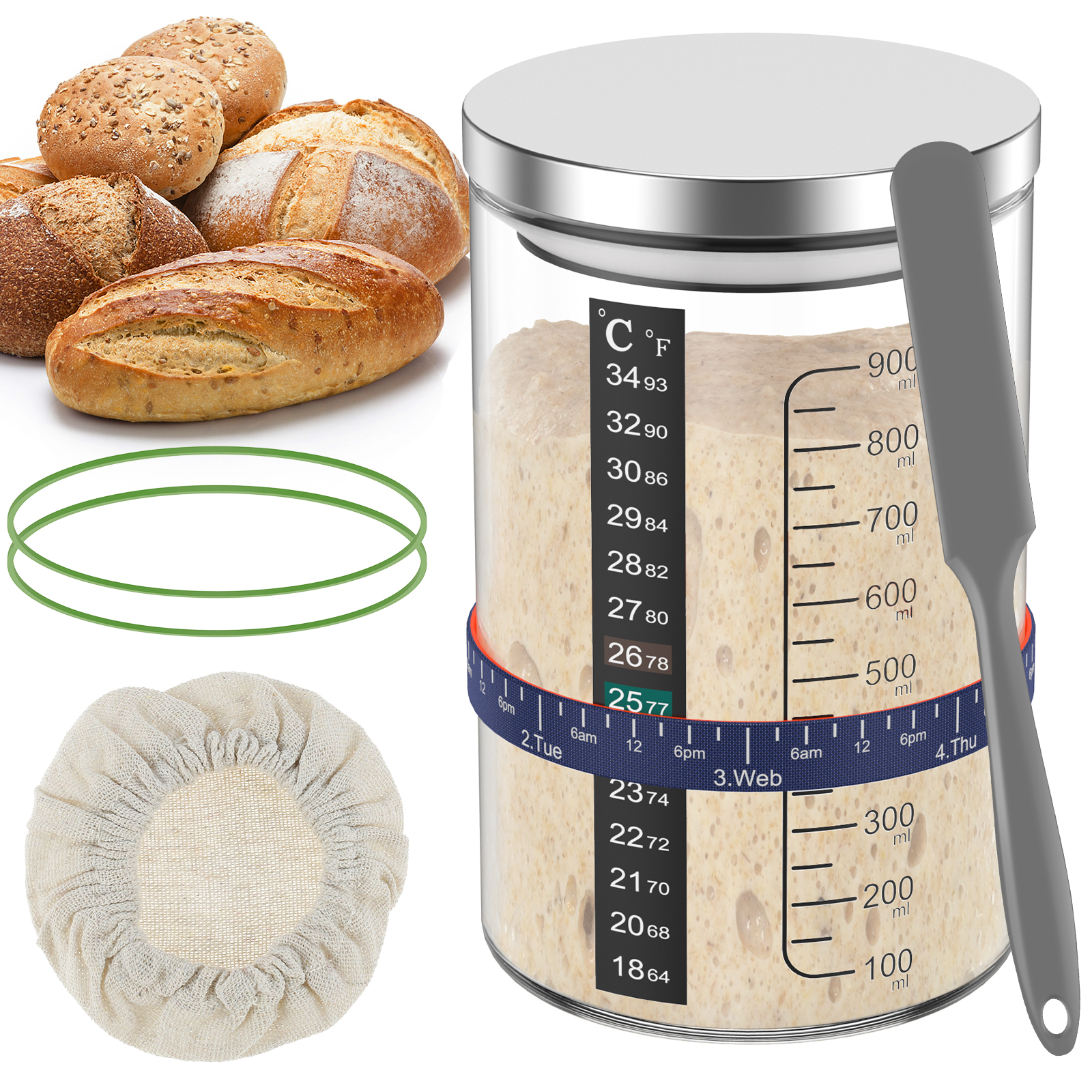 Sourdough Starter Jar Kit 900m - Kitchen Baking Containers review and price