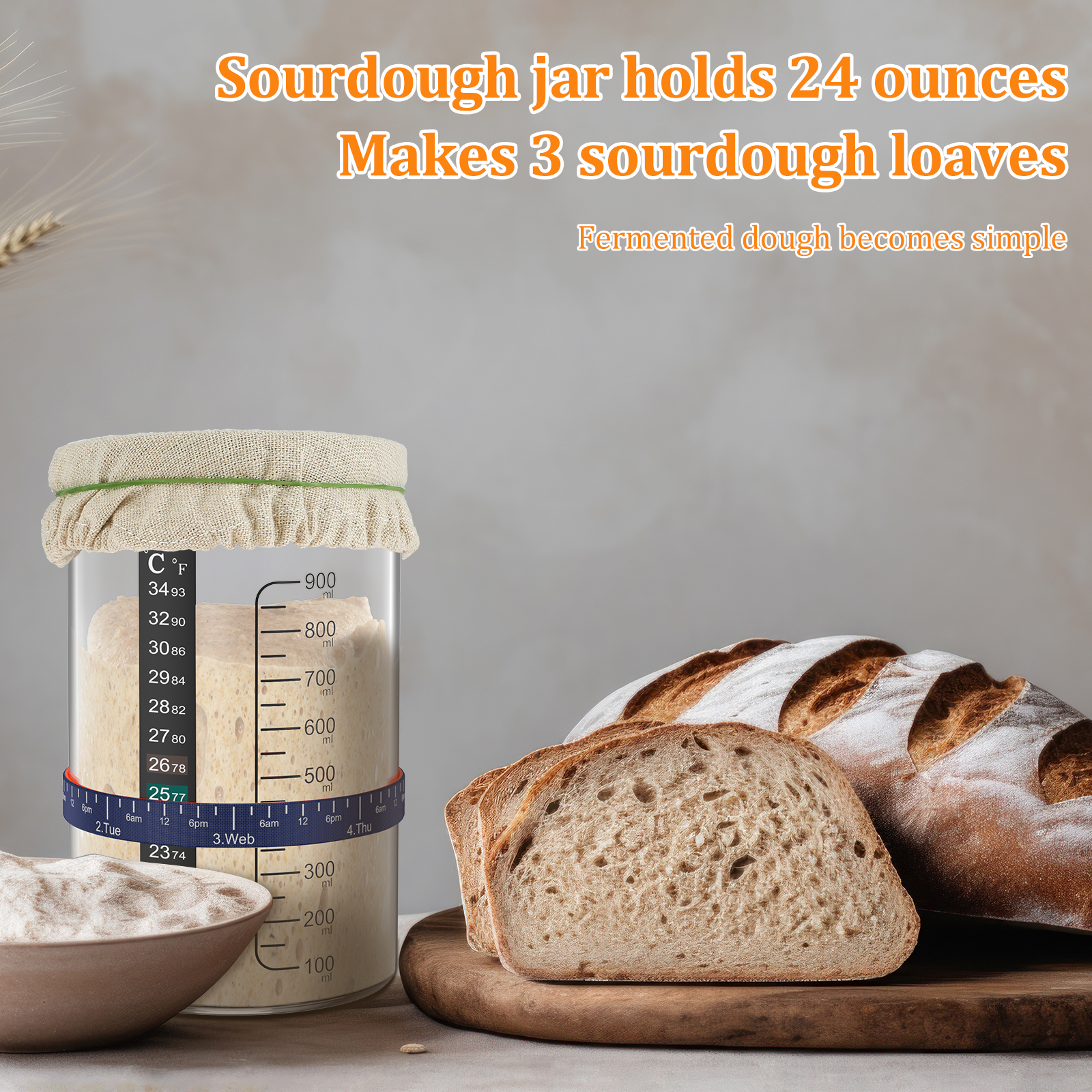 Sourdough Starter Jar Kit 900m - Kitchen Baking Containers review and price
