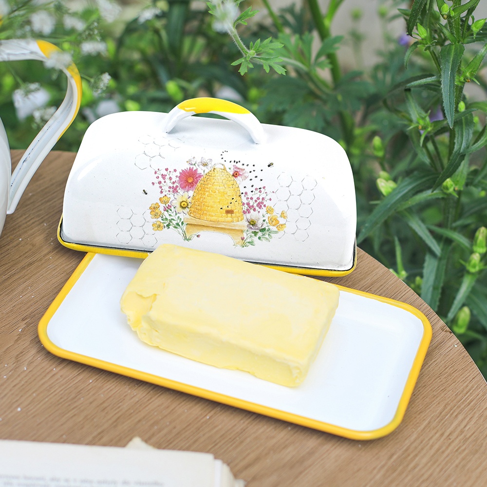 Menschy Enamel Butter Dish Che - Kitchen Baking Tray Storage review and price