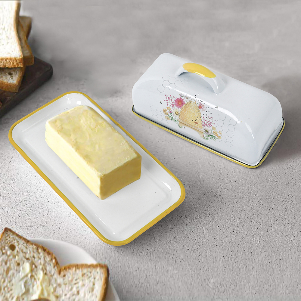 Menschy Enamel Butter Dish Che - Kitchen Baking Tray Storage review and price