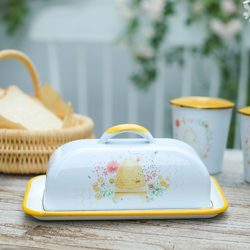 Menschy Enamel Butter Dish Che - Kitchen Baking Tray Storage review and price