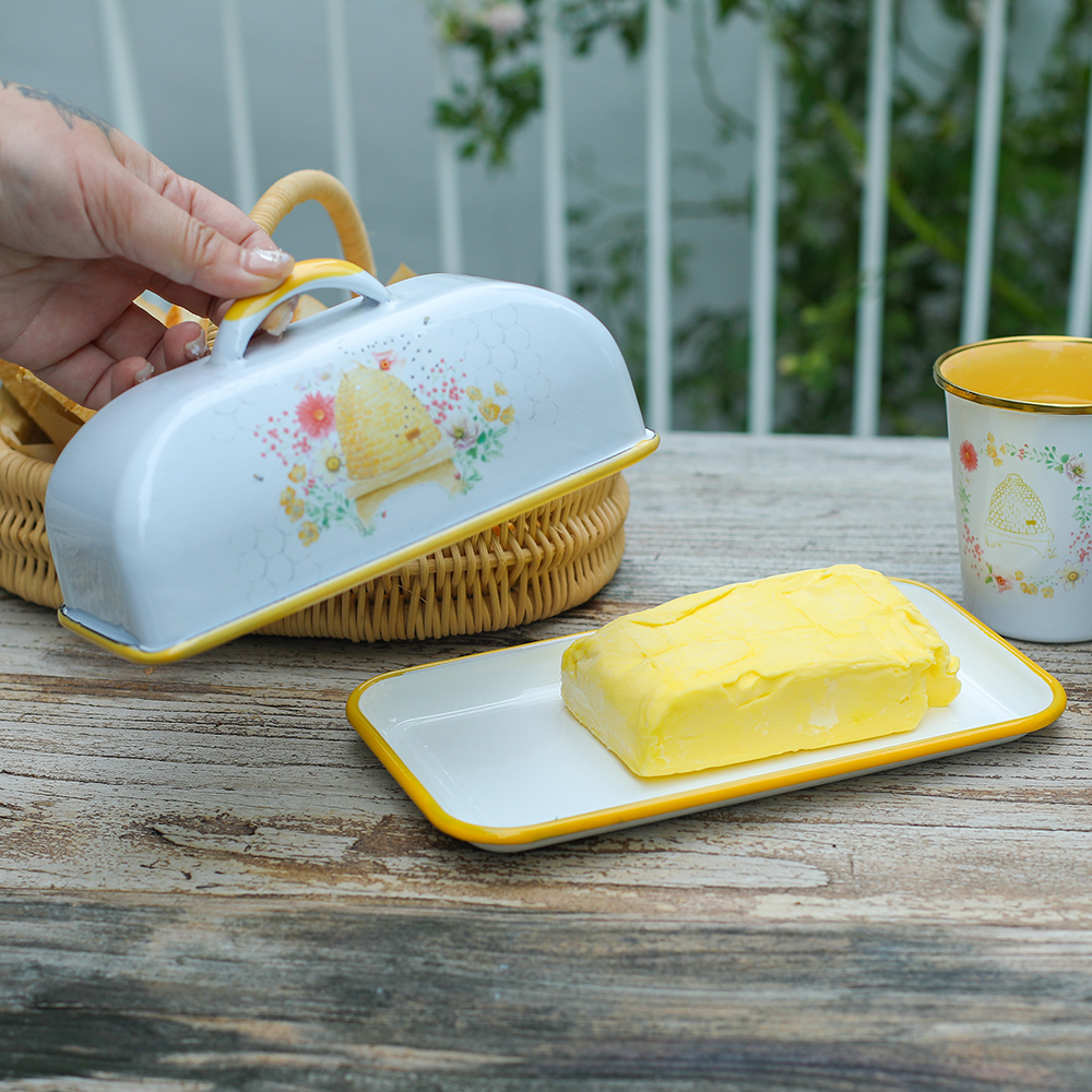 Menschy Enamel Butter Dish Che - Kitchen Baking Tray Storage review and price